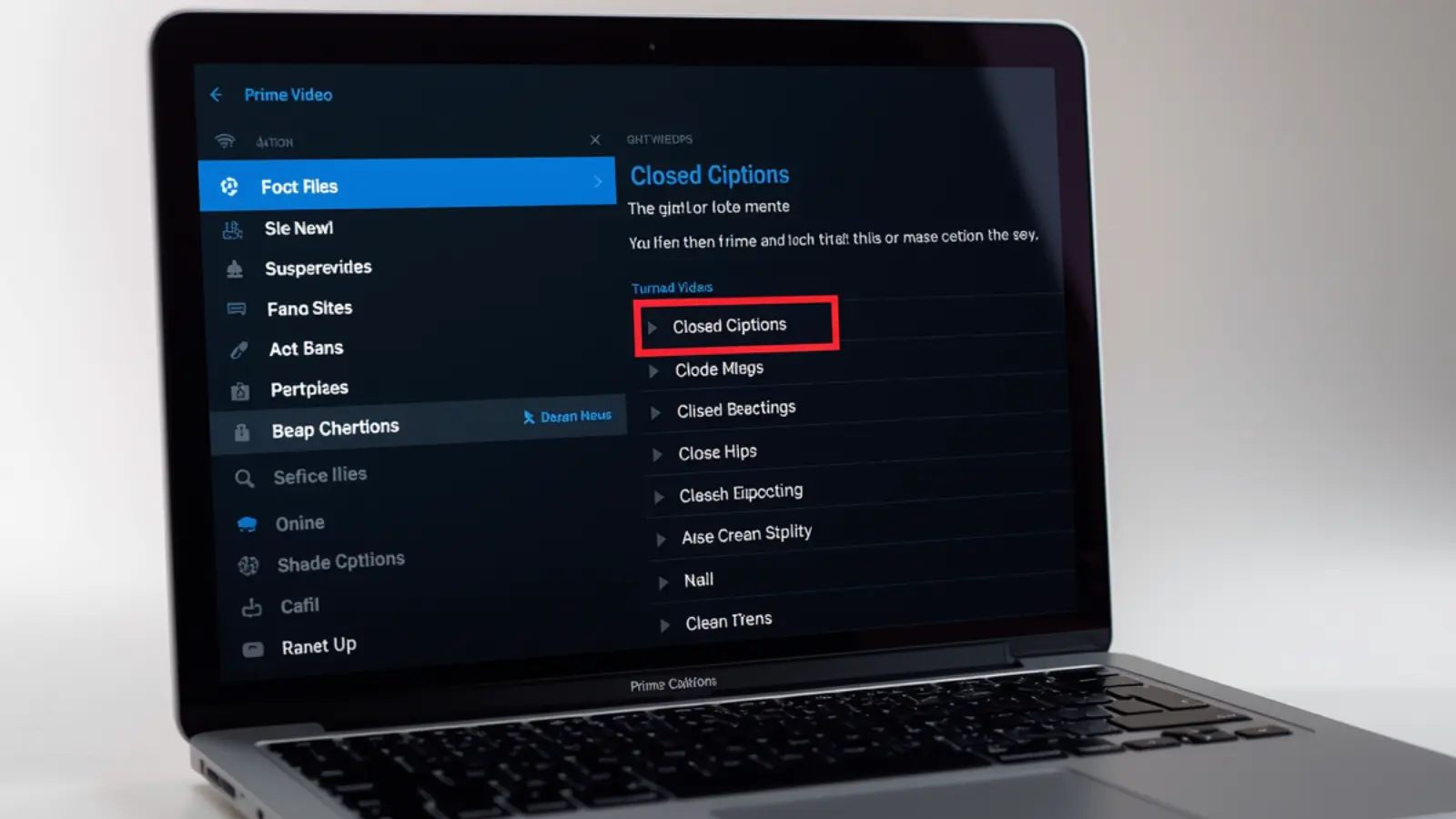 how to turn on closed captions on prime video