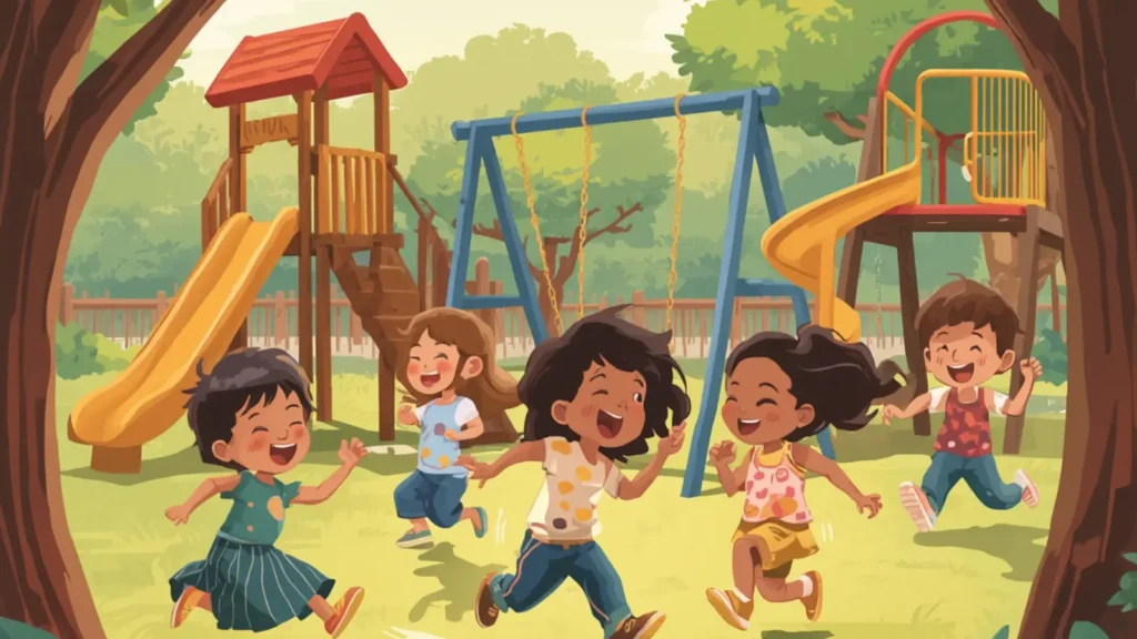 caption for kids playing