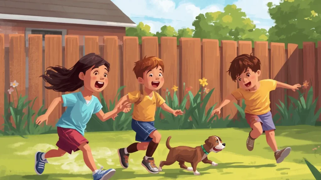 kids playing caption