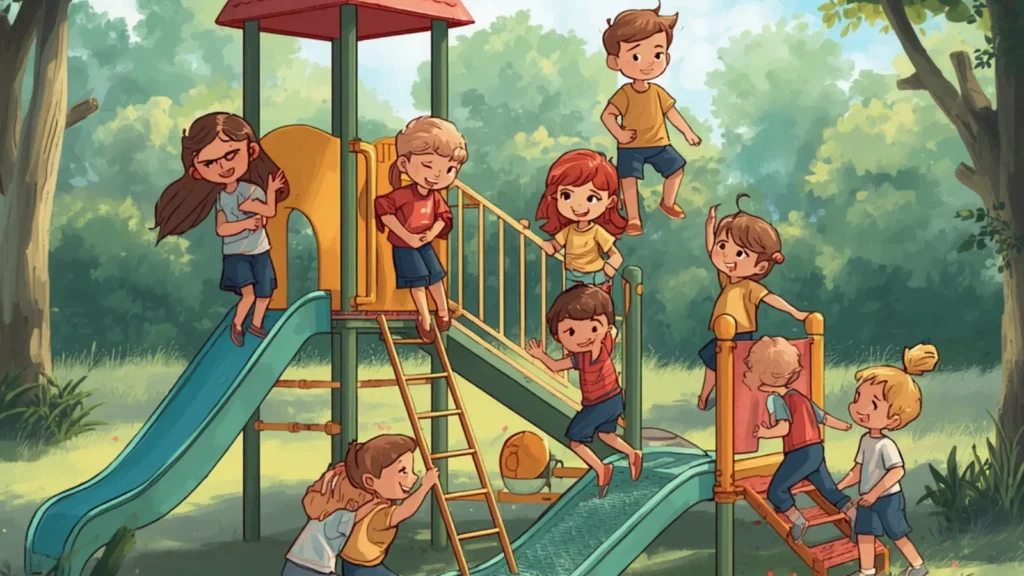 kids playing caption