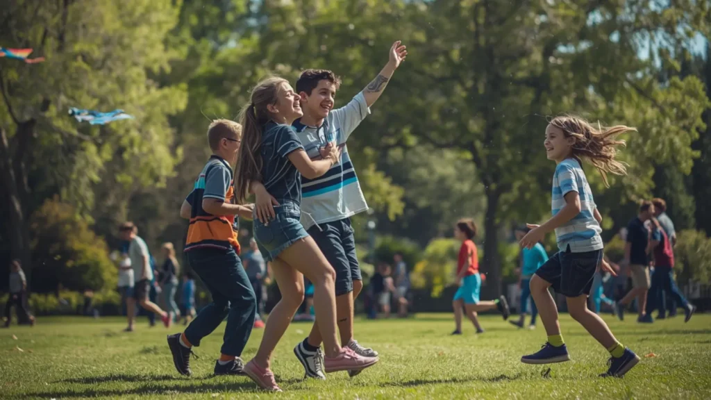 kids playing caption
