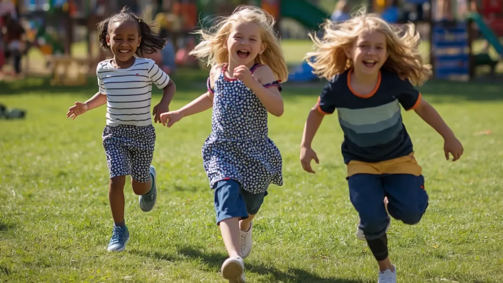 kids playing caption