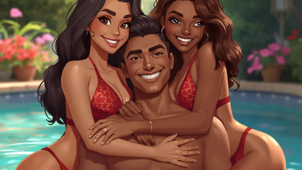 threesome porn captions